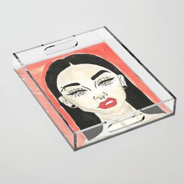 Black hair red rouge Acrylic Tray