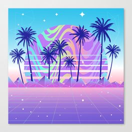 Pastel Palm Sunset Synthwave  Canvas Print