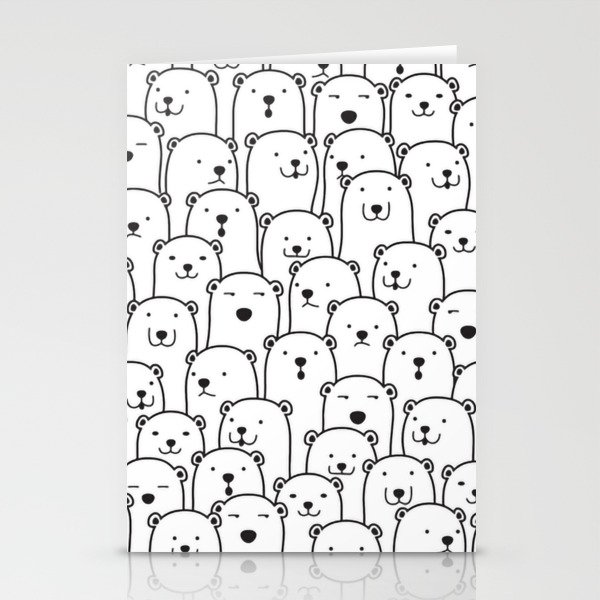 Funny Polar Bears Cartoon Pattern Stationery Cards