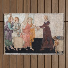 Sandro Botticelli - Venus and the Three Graces Presenting Gifts to a Young Woman Outdoor Rug