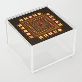 Tribal ornament - warm brown, orange, yellow and reds Acrylic Box
