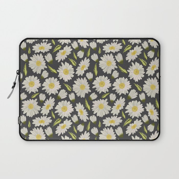 Daisies with dark grey background Laptop Sleeve