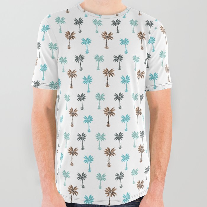 Minty Palm Trees (White) All Over Graphic Tee