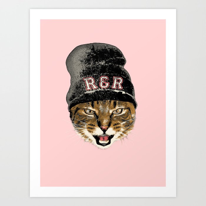 Rock and Roll Cat Head Art Print by TammyCreation | Society6