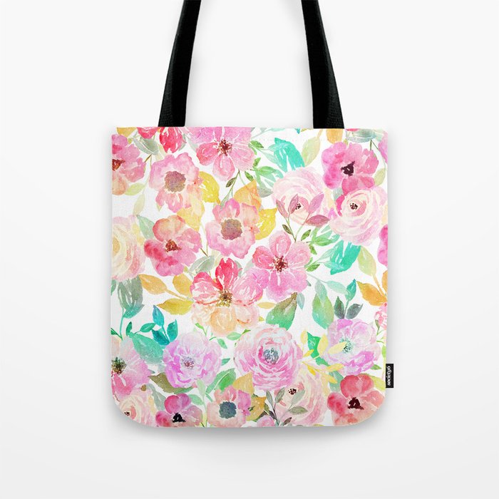 Classy Watercolor Hand Paint Floral Design Tote Bag By Inovarts