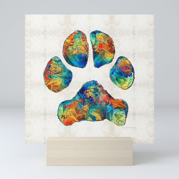 Colorful Dog Paw Print by Sharon Cummings Mini Art Print