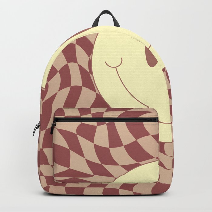 Smiley terracotta wavy checker Backpack