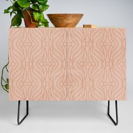 Soft Boho Coral Pink line art pattern Credenza