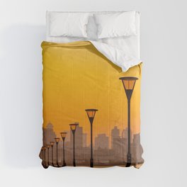 Sunset Cityscape by the River Comforter