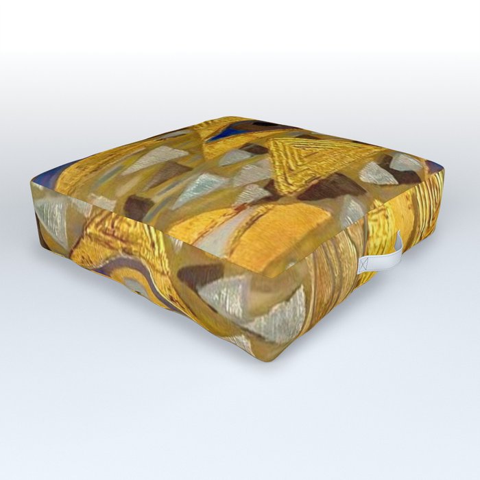 Gustav Klimt The lady in gold,Detail, Gustav Klimt abstract in gold Outdoor Floor Cushion