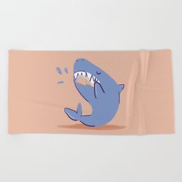 Teeth brushing shark Beach Towel