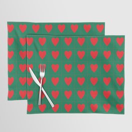 Teal red hearts pattern Placemat
