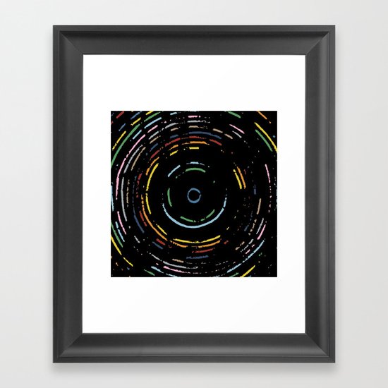 Rainbow Record on Black Closeup Framed Art Print