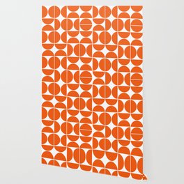 Mid Century Modern Geometric 04 Orange Wallpaper