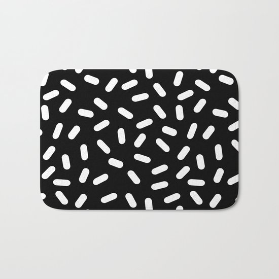 Bingo - black and white sprinkle retro modern pattern print monochromatic trendy hipster 80s style Bath Mat