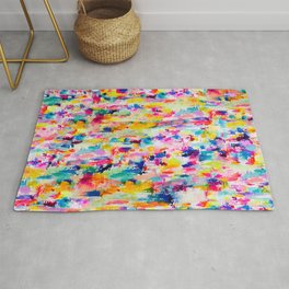 Bright Colorful Abstract Painting in Neons and Pastels Rug