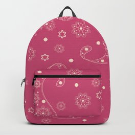 Raspberry Red and Buttercream Paisley Print Backpack