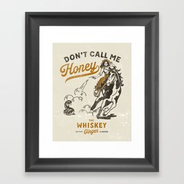 "Don't Call Me Honey" Retro Pinup Cowgirl On Horseback Shooting A Snake V.2 Framed Art Print