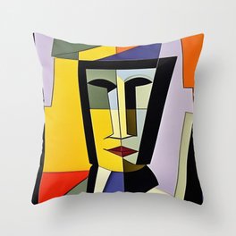 Digital Cubist Paintings. Portraits No.4 Throw Pillow