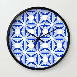 Abstract geometric pattern - blue and white. Wall Clock