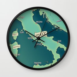 Map Of Italy Wall Clock | Italianmap, Sicily, Graphicdesign, Mapofitaly, Sardinia, Cartography, Map, Lovemaps, Italy, Rome 