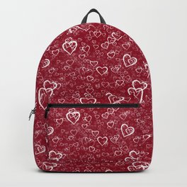White & Red Hearts Backpack