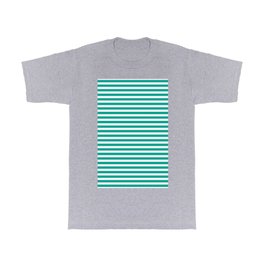 Persian Green Small Horizontal Stripes | Interior Design T Shirt