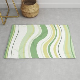  Abstract lines green and white with butterflies Rug