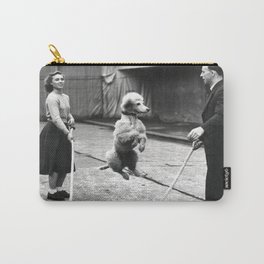 Poodle Jumping Rope, Black and White, Vintage Art Carry-All Pouch
