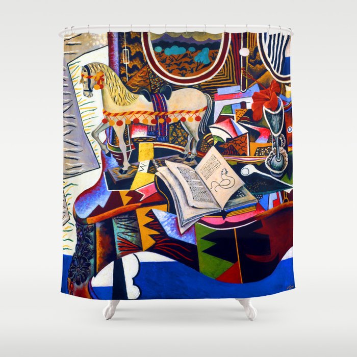 Joan Miro Horse, Pipe and Red Flower Shower Curtain