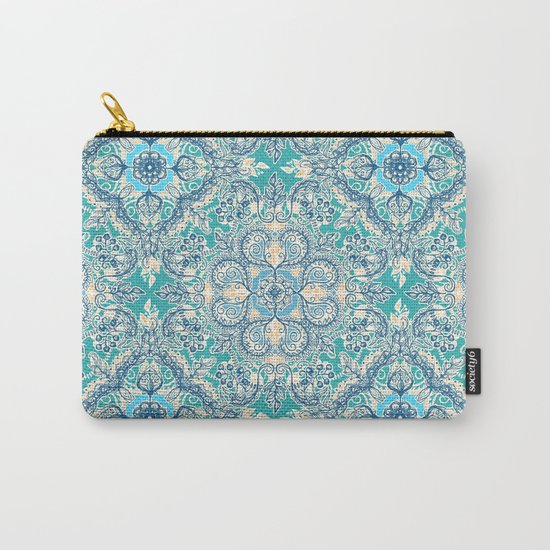 Gypsy Floral in Teal & Blue Carry-All Pouch