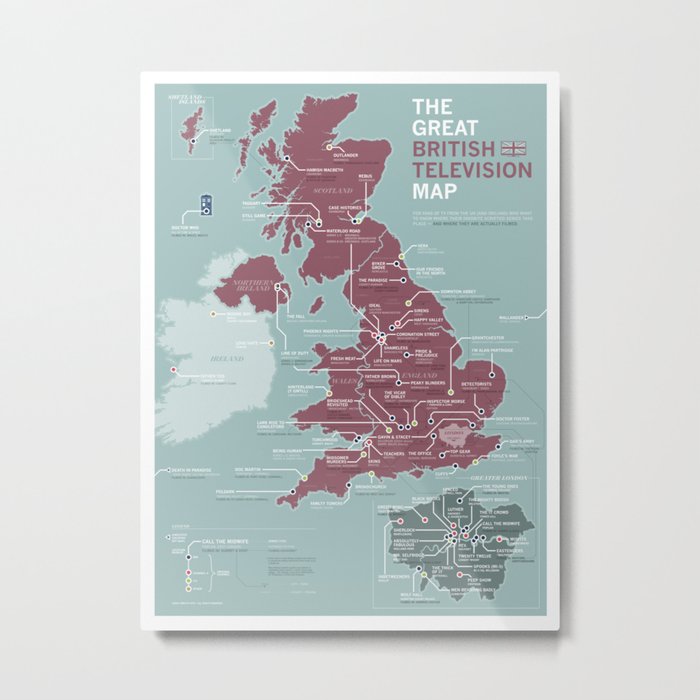The Great British Television Map Metal Print