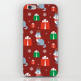 Colorful Seamless Pattern with Cute Dog in Christmas Costume 07 iPhone Skin