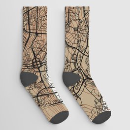 Lisbon, Portugal - Retro Collage City Map Socks