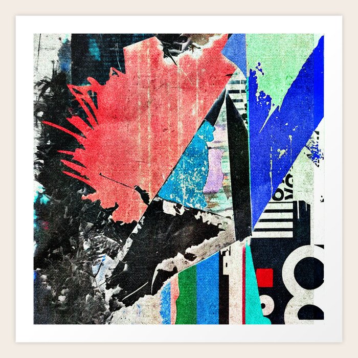 Urban Street Artistry Grunge-Inspired Abstract Art Art Print