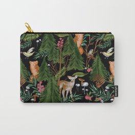 Winter Forest Animals Carry-All Pouch | Dottadesigns, Birds, Mushrooms, Woods, Painting, Kids, Pinetrees, Christmas Animals, Woodland, Deer 
