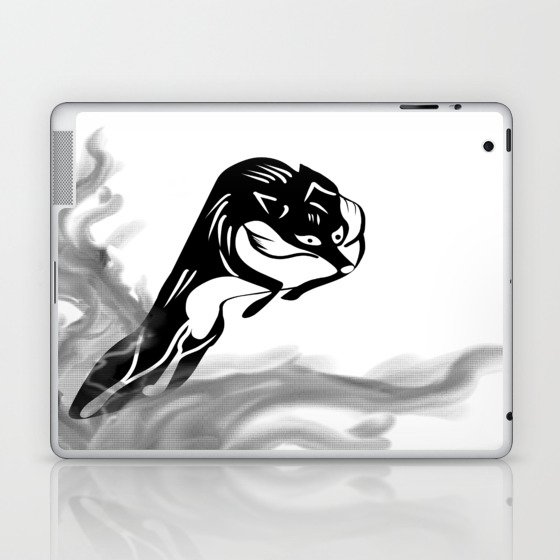 Black and white fox Laptop & iPad Skin