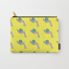 An apple a day Carry-All Pouch | Ink Pen, Drawing, Pattern, Bicpen, Yellow, Neon, Apple, Purple, Pink 