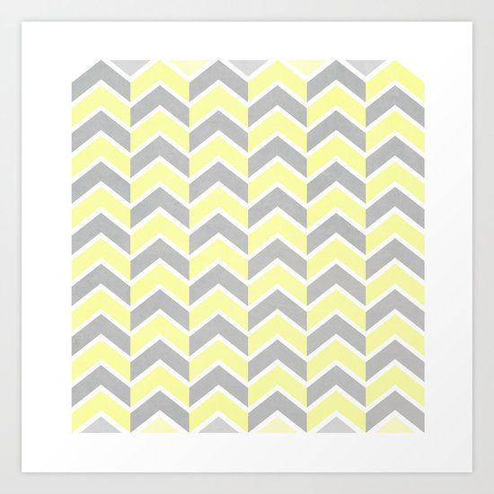 Sun and Clouds Chevron Art Print