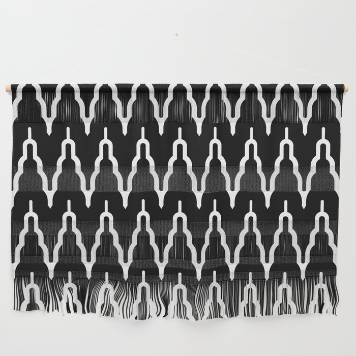 Hollywood Regency Art Deco Chevron Pattern 531 Black and White Wall Hanging