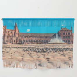 Spain Photography - Beautiful Plaza Under The Blue Sky Wall Hanging