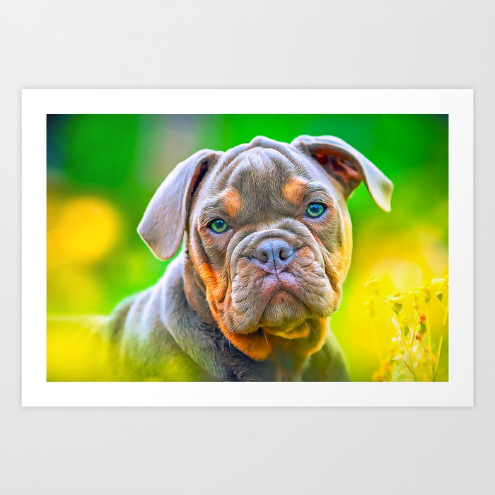 Brown And Black Puppy Bulldog Art Print