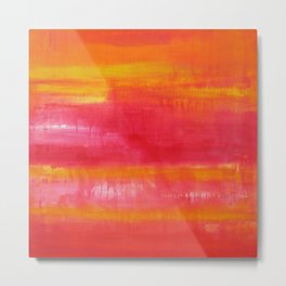 'Summer Day'  Orange Red Yellow Abstract Art Metal Print | Sunrise, Orange, Expessionism, Summer, Colorfieldpainting, Summertime, Painting, Sunshine, Yellow, Distressed 