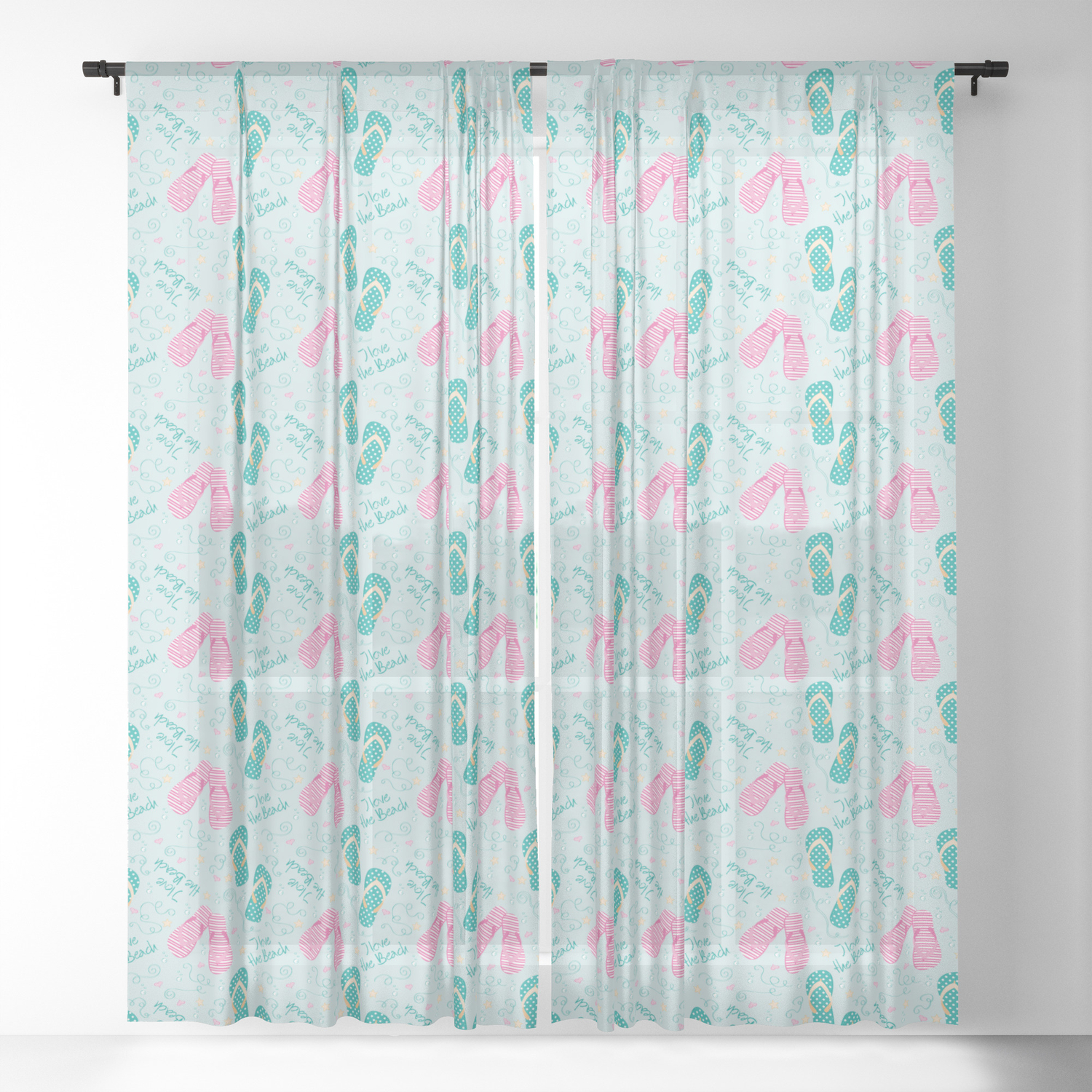 I Love The Beach Sheer Curtain By Rebecazum Society6 I Love The Beach Sheer Curtain By