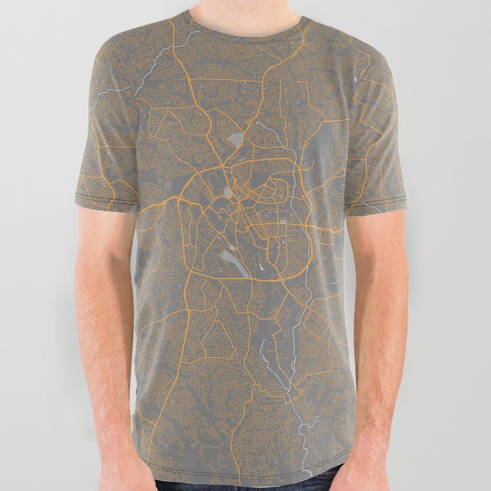 Kumasi City Map of Ashanti, Ghana - Bauhaus All Over Graphic Tee