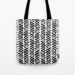 Simple black and white handrawn chevron - horizontal Tote Bag