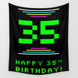[ Thumbnail: 35th Birthday - Nerdy Geeky Pixelated 8-Bit Computing Graphics Inspired Look Wall Tapestry ]
