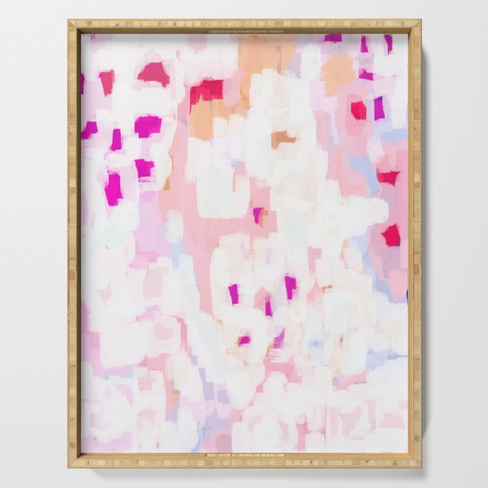 Netta - abstract painting pink pastel bright happy modern home office dorm college decor Serving Tray