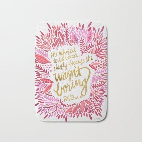 Zelda Fitzgerald – Pink on White Bath Mat