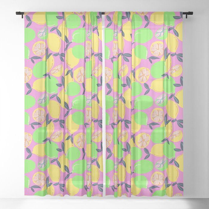 When Life Gives You Lemons light pink Sheer Curtain